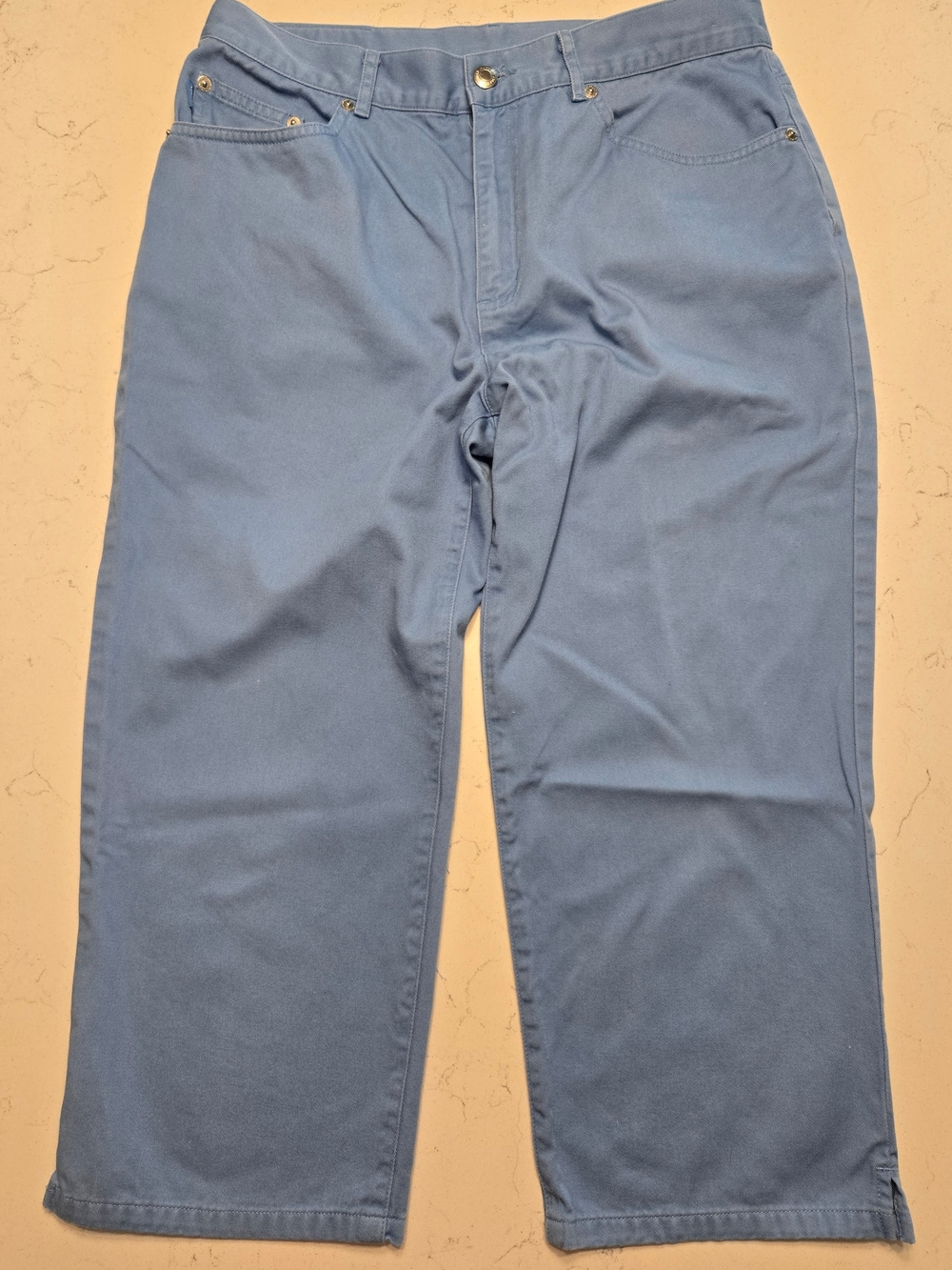 Lauren Jeans Co Ralph Lauren Blue Cotton Wide Leg Cropped Jeans Crop Size 8